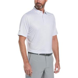 imageCallaway Mens Swing Tech Mini Print Short Sleeve Golf Polo Shirt MoistureWicking Ventilated Fabric Sun ProtectionChevron Bright WhitePeacoat