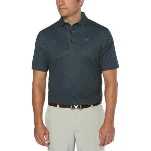 imageCallaway Mens Swing Tech Mini Print Short Sleeve Golf Polo Shirt MoistureWicking Ventilated Fabric Sun ProtectionChevron Caviar