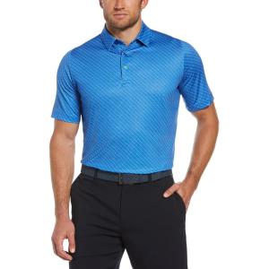 imageCallaway Mens Swing Tech Mini Print Short Sleeve Golf Polo Shirt MoistureWicking Ventilated Fabric Sun ProtectionChevron Egyptian Blue