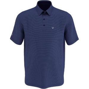 imageCallaway Mens Swing Tech Mini Print Short Sleeve Golf Polo Shirt MoistureWicking Ventilated Fabric Sun ProtectionMicro Tattersall Peacoat