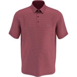 imageCallaway Mens Swing Tech Mini Print Short Sleeve Golf Polo Shirt MoistureWicking Ventilated Fabric Sun ProtectionMicro Tattersall Red Velvet