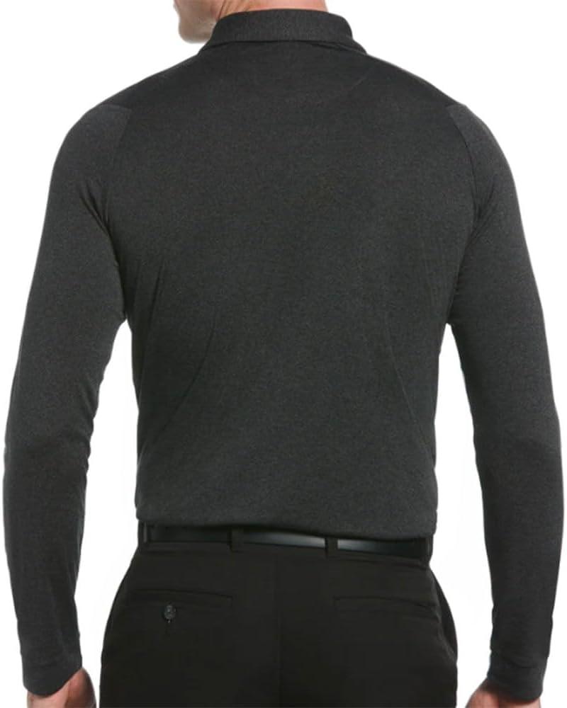 imageCallaway Mens Long Sleeve Moisture Wicking Golf Polo Shirt with Stretch Fabric Available in Big ampamp TallBlack Heather