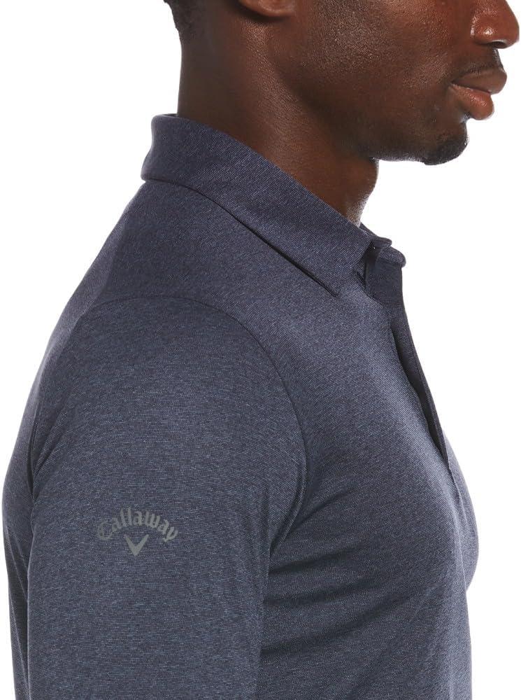 imageCallaway Mens Long Sleeve Moisture Wicking Golf Polo Shirt with Stretch Fabric Available in Big ampamp TallNavy Chambray Heather