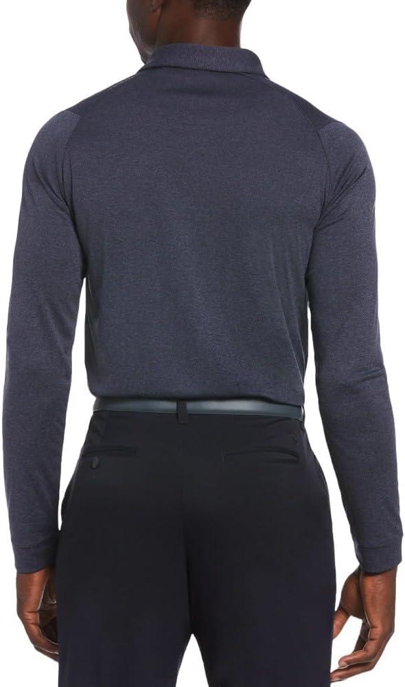 imageCallaway Mens Long Sleeve Moisture Wicking Golf Polo Shirt with Stretch Fabric Available in Big ampamp TallNavy Chambray Heather