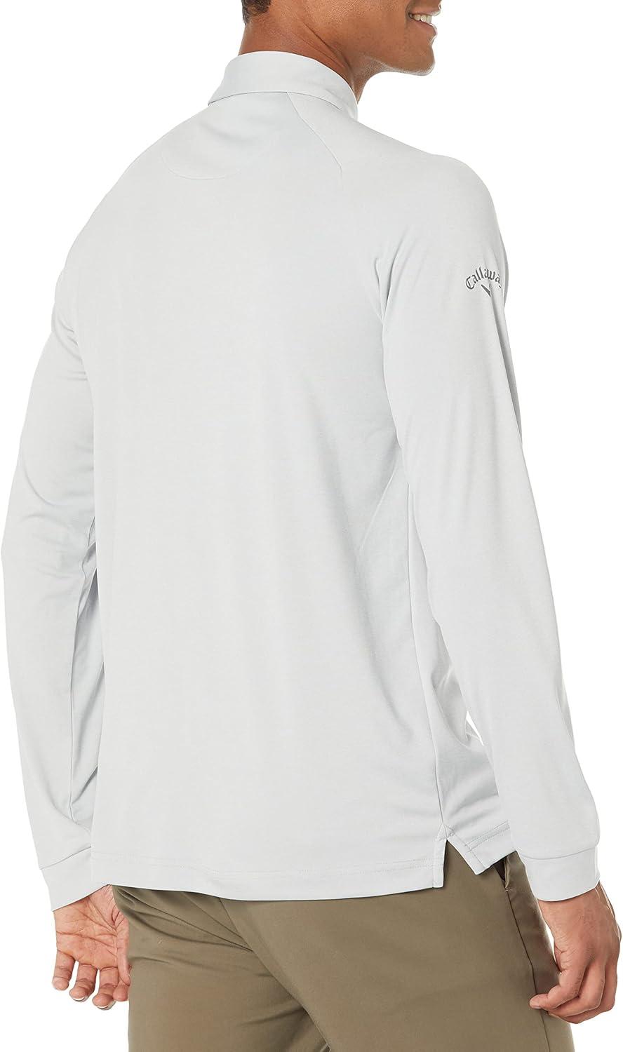 imageCallaway Mens Long Sleeve Moisture Wicking Golf Polo Shirt with Stretch Fabric Available in Big ampamp TallWhite Grey Htr