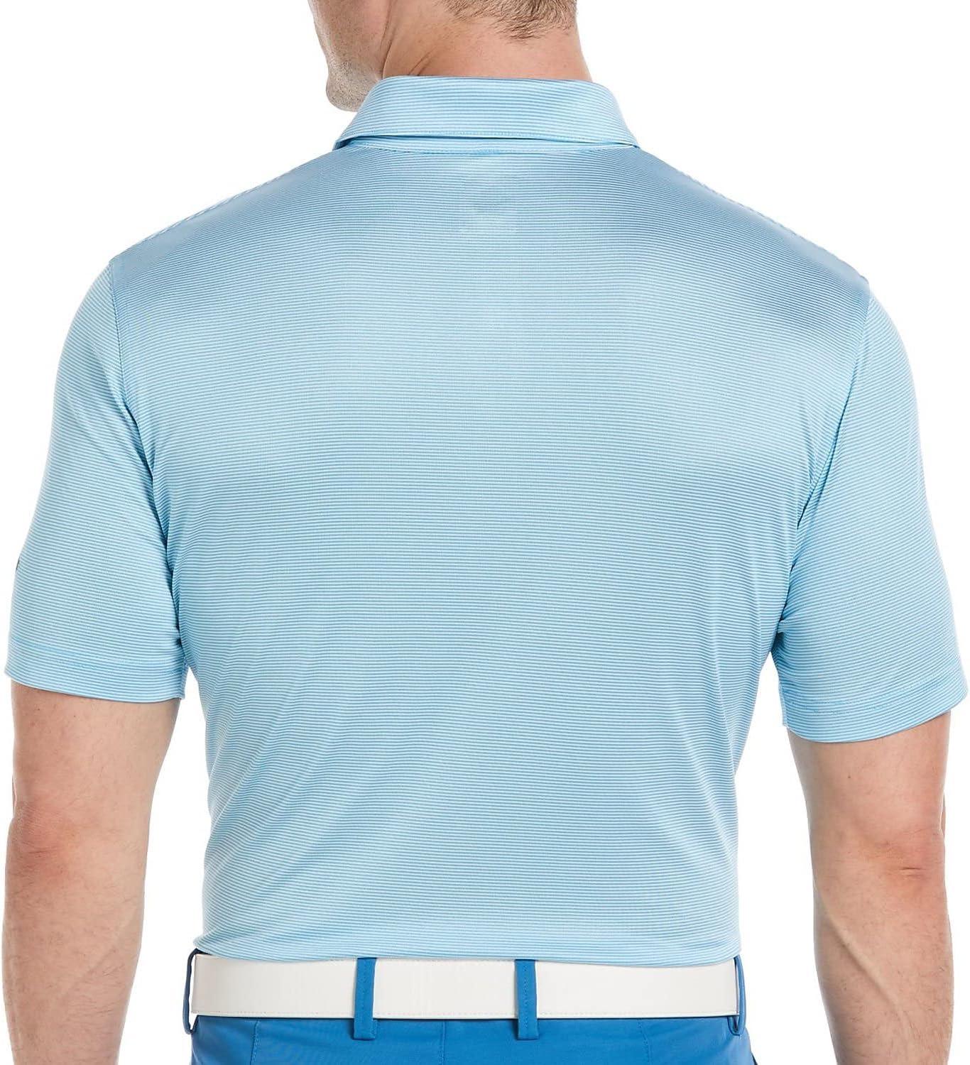 imageCallaway Mens Pro Spin Fine Line Short Sleeve Golf Polo Stretch MoistureWicking Sun Protection Available in Big ampamp TallBlue Grotto