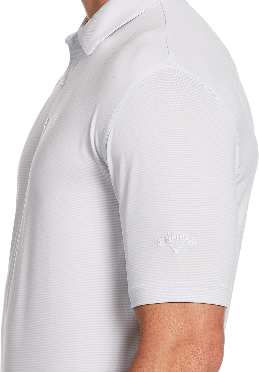 imageCallaway Mens Pro Spin Fine Line Short Sleeve Golf Polo Stretch MoistureWicking Sun Protection Available in Big ampamp TallBright White