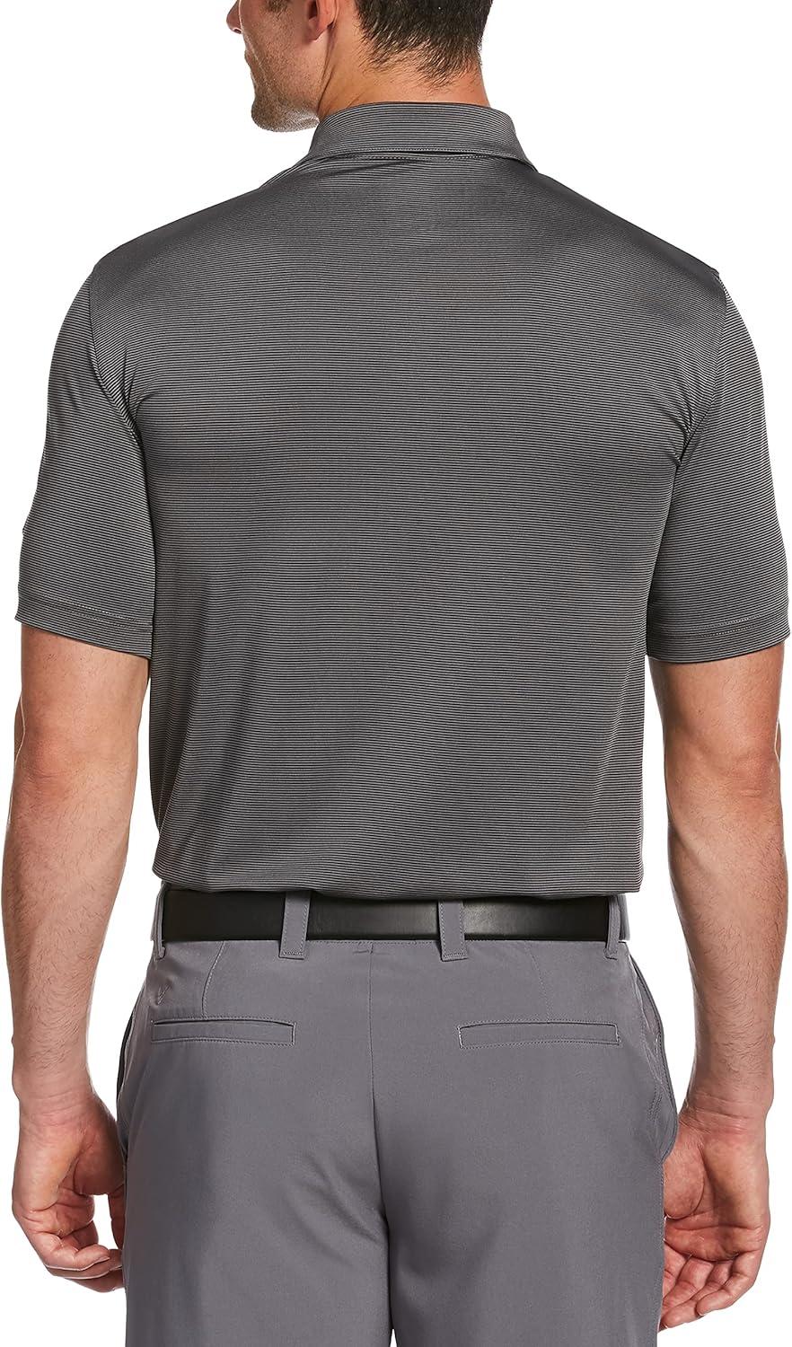 imageCallaway Mens Pro Spin Fine Line Short Sleeve Golf Polo Stretch MoistureWicking Sun Protection Available in Big ampamp TallCaviar