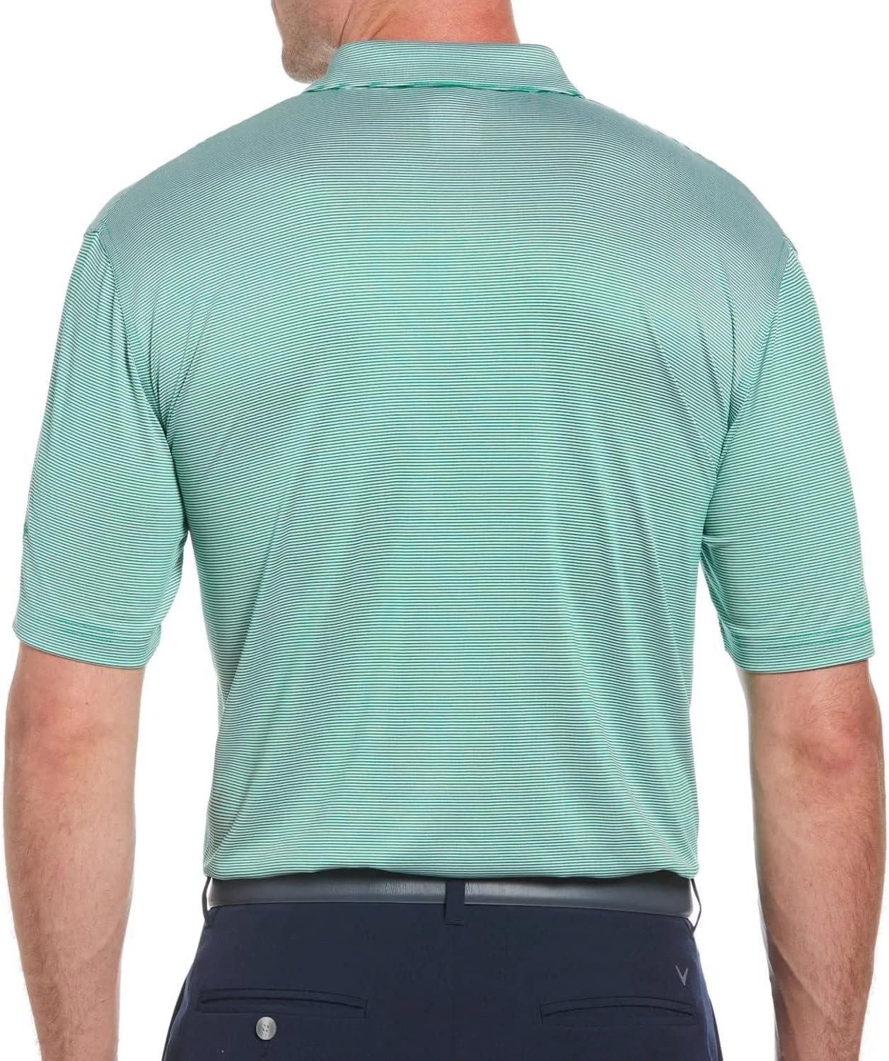 imageCallaway Mens Pro Spin Fine Line Short Sleeve Golf Polo Stretch MoistureWicking Sun Protection Available in Big ampamp TallGolf Green