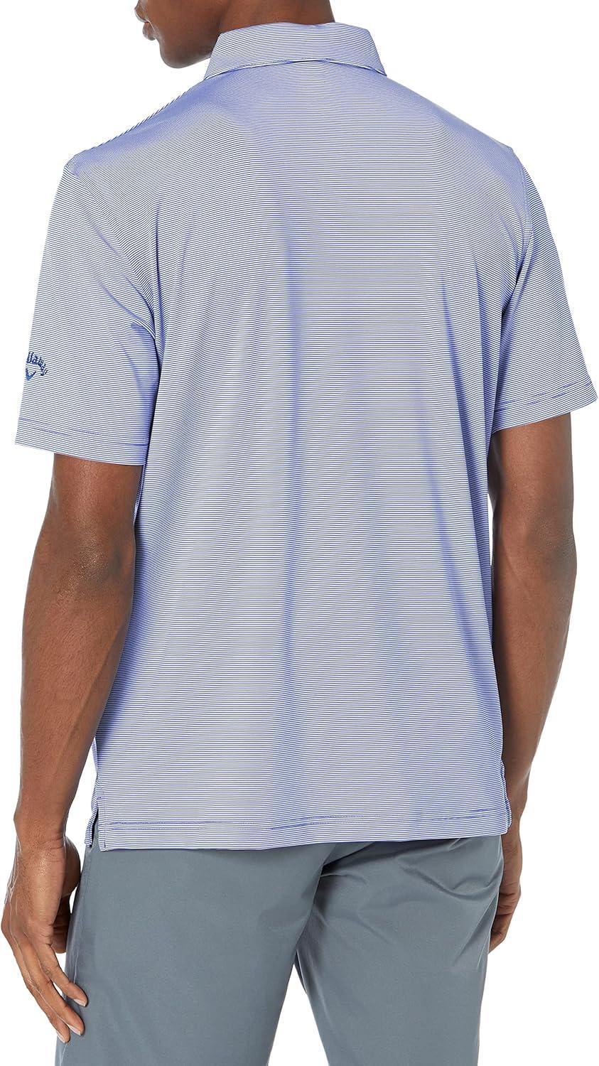 imageCallaway Mens Pro Spin Fine Line Short Sleeve Golf Polo Stretch MoistureWicking Sun Protection Available in Big ampamp TallMazarine Blue