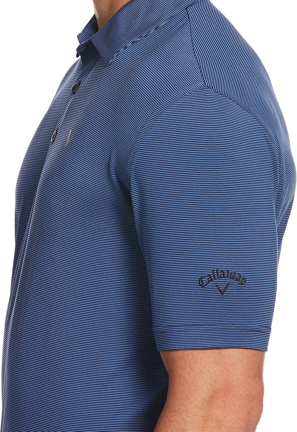 imageCallaway Mens Pro Spin Fine Line Short Sleeve Golf Polo Stretch MoistureWicking Sun Protection Available in Big ampamp TallPeacoat