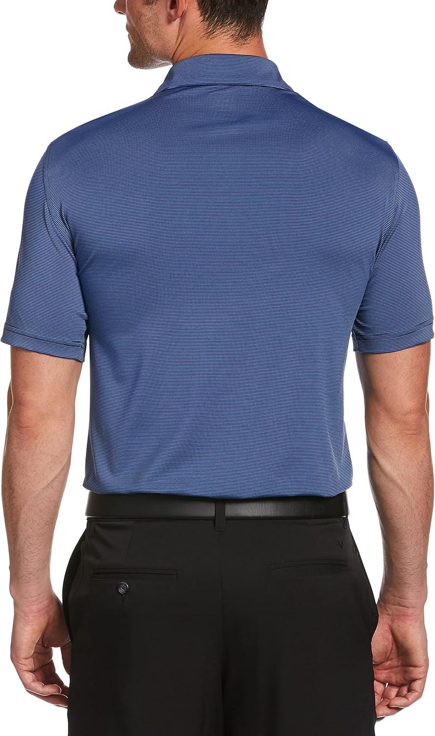 imageCallaway Mens Pro Spin Fine Line Short Sleeve Golf Polo Stretch MoistureWicking Sun Protection Available in Big ampamp TallPeacoat