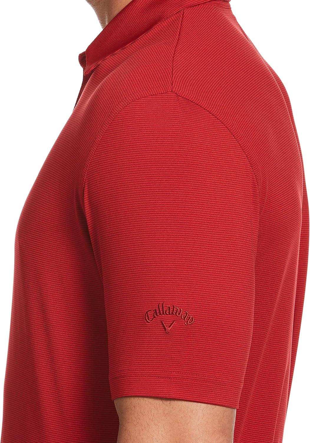 imageCallaway Mens Pro Spin Fine Line Short Sleeve Golf Polo Stretch MoistureWicking Sun Protection Available in Big ampamp TallTango Red