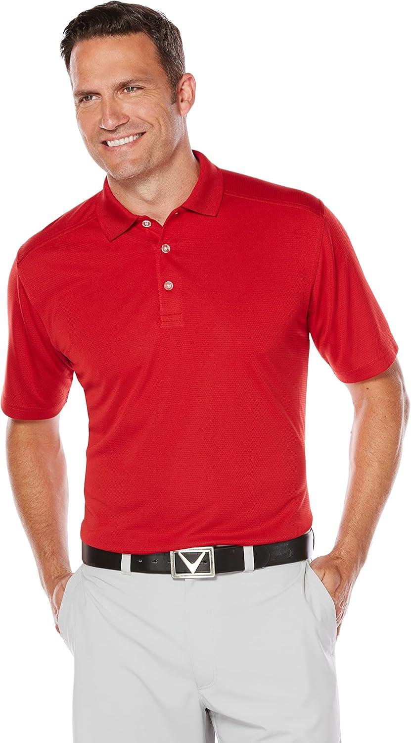 imageCallaway Mens Short Sleeve Core Performance Stretch Golf Polo Sun Protection MoistureWicking Available in Big ampamp TallChili Pepper