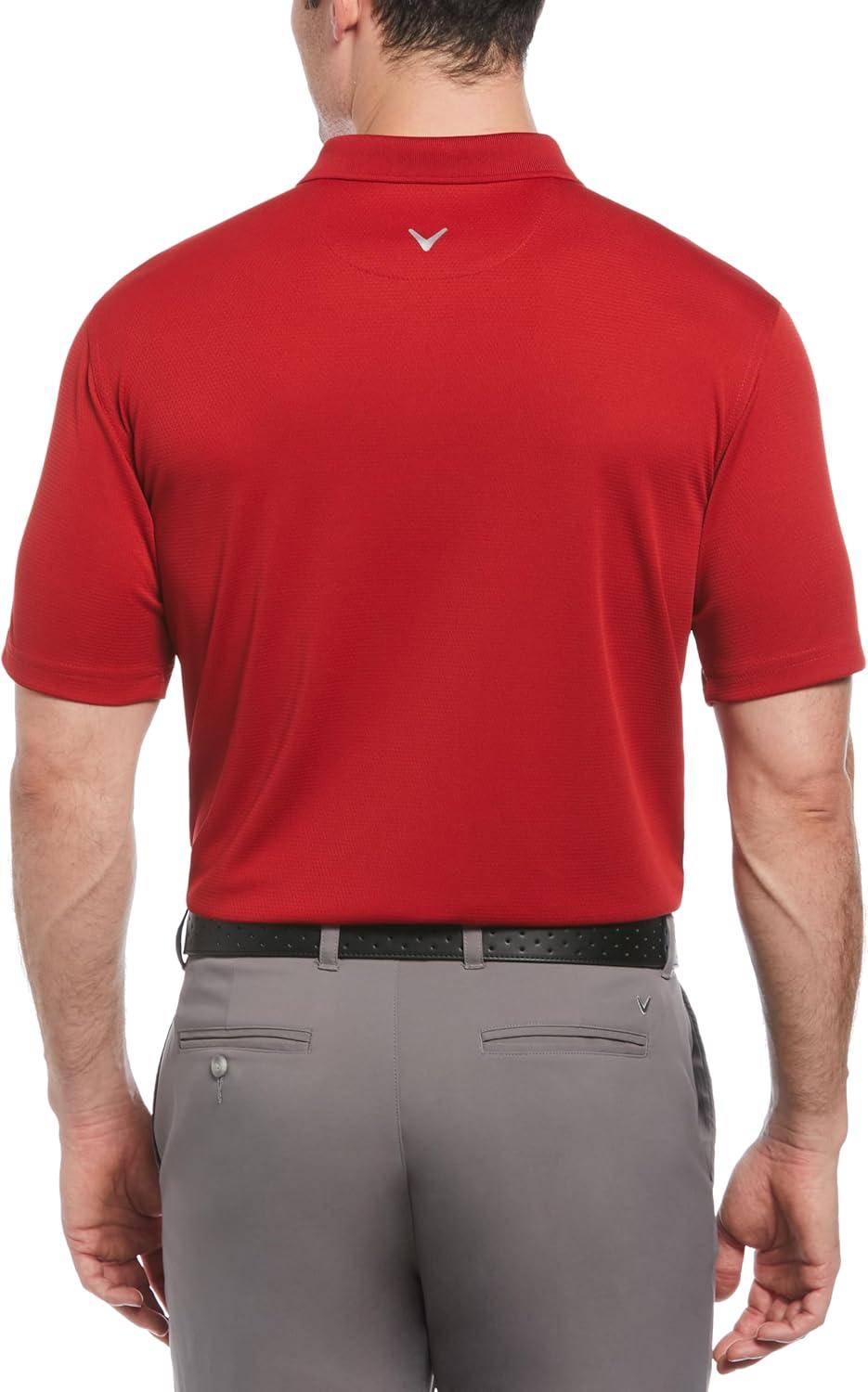 imageCallaway Mens Short Sleeve Core Performance Stretch Golf Polo Sun Protection MoistureWicking Available in Big ampamp TallChili Pepper