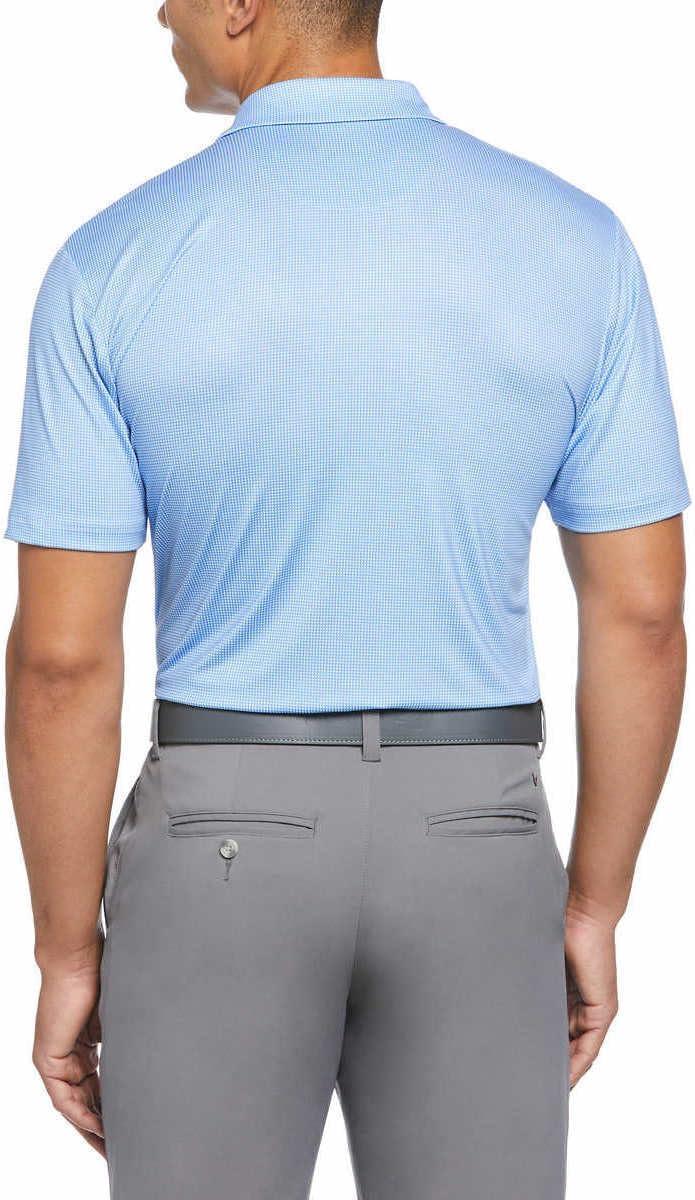 imageCallaway Mens Short Sleeve Core Performance Stretch Golf Polo Sun Protection MoistureWicking Available in Big ampamp TallLight Blue Pin Check