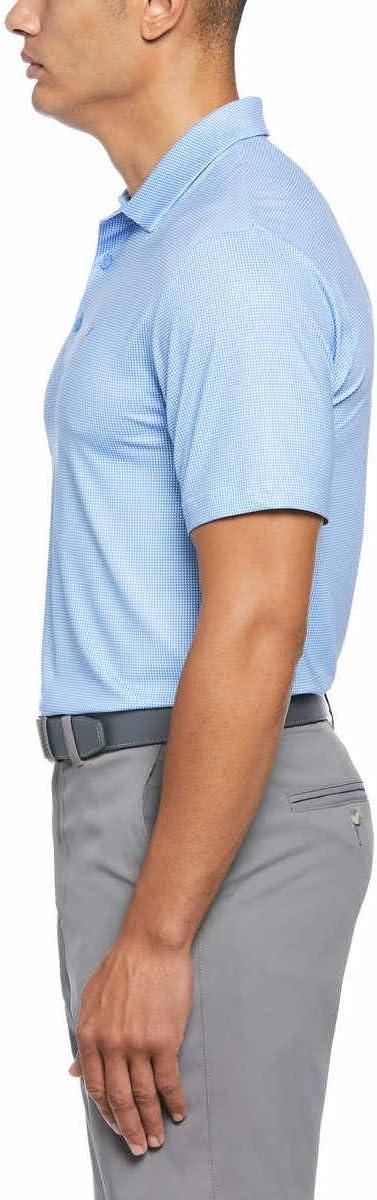 imageCallaway Mens Short Sleeve Core Performance Stretch Golf Polo Sun Protection MoistureWicking Available in Big ampamp TallLight Blue Pin Check