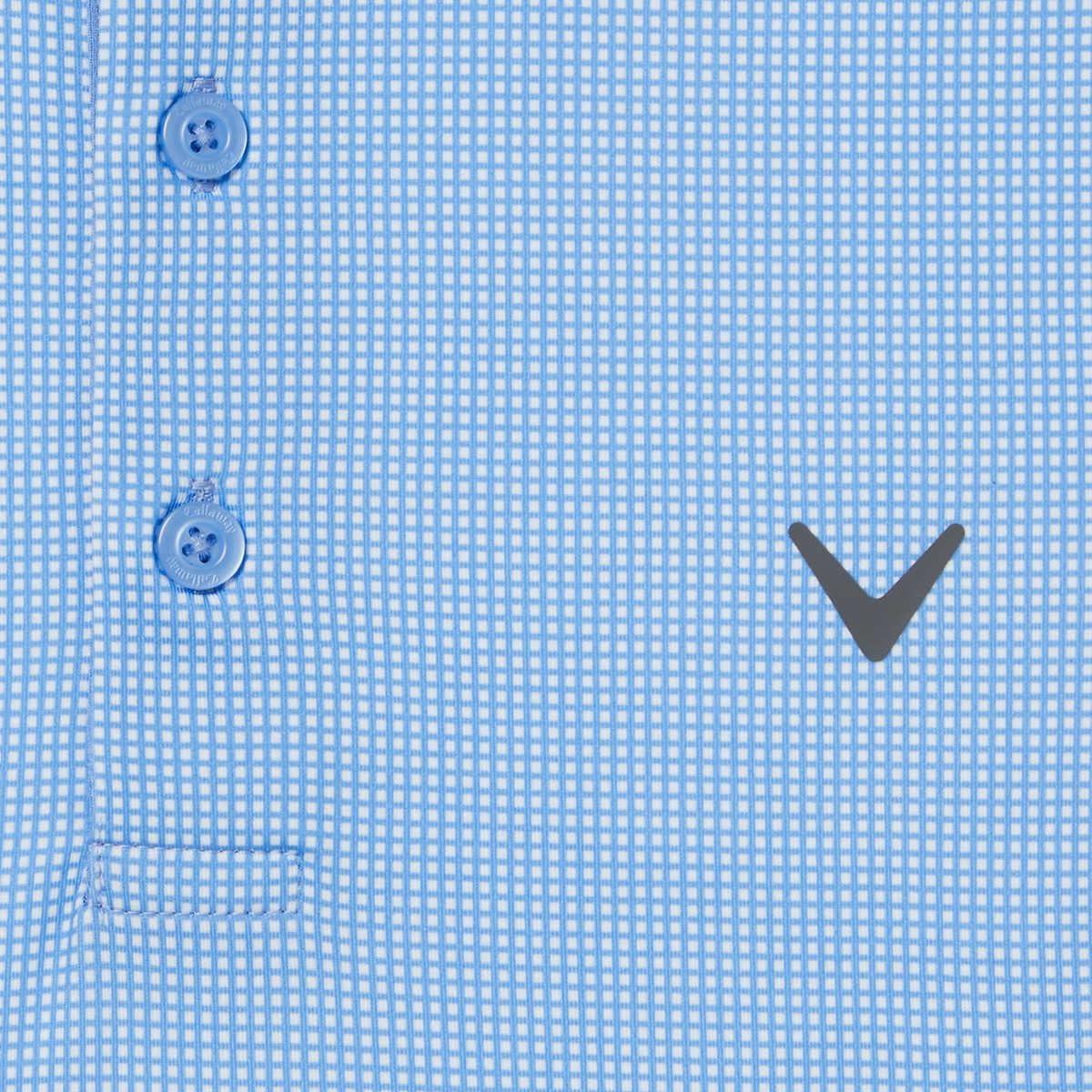 imageCallaway Mens Short Sleeve Core Performance Stretch Golf Polo Sun Protection MoistureWicking Available in Big ampamp TallLight Blue Pin Check