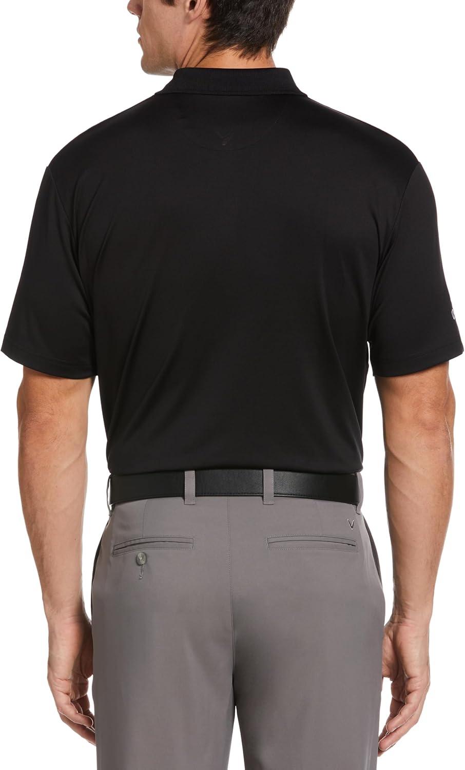 imageCallaway Mens Solid Optidri Short Sleeve Golf Polo Shirt with Stretch Fabric Sun Protection Extended Sizes Small4xlBlack