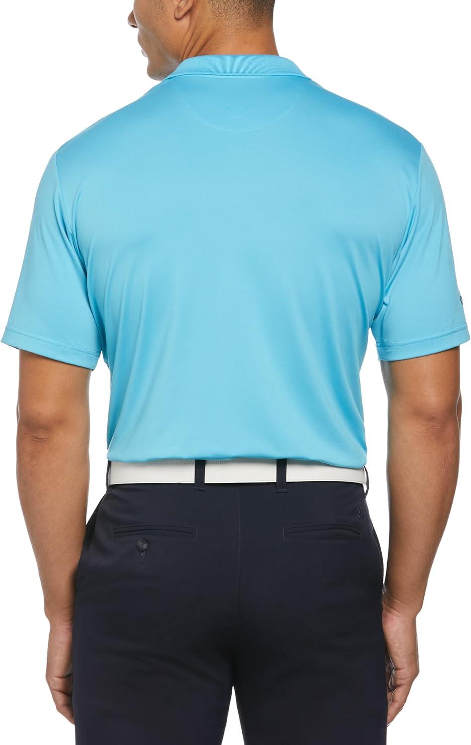 imageCallaway Mens Solid Optidri Short Sleeve Golf Polo Shirt with Stretch Fabric Sun Protection Extended Sizes Small4xlBlue Atoll