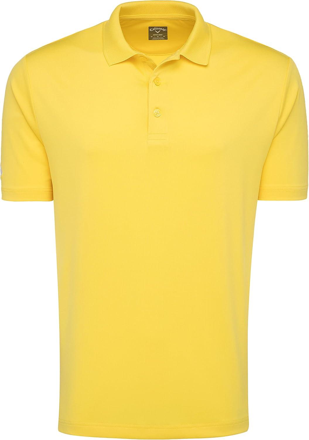 imageCallaway Mens Solid Optidri Short Sleeve Golf Polo Shirt with Stretch Fabric Sun Protection Extended Sizes Small4xlLemon Zest