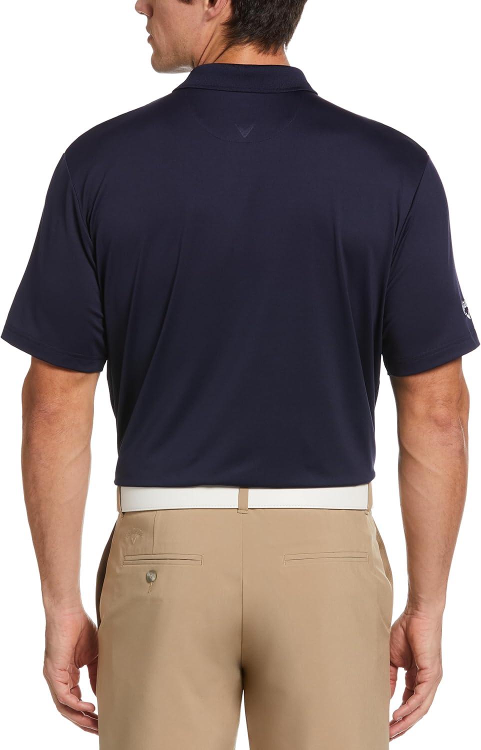 imageCallaway Mens Solid Optidri Short Sleeve Golf Polo Shirt with Stretch Fabric Sun Protection Extended Sizes Small4xlPeacoat