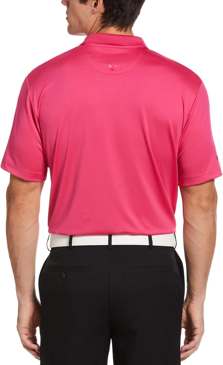 imageCallaway Mens Solid Optidri Short Sleeve Golf Polo Shirt with Stretch Fabric Sun Protection Extended Sizes Small4xlVery Berry