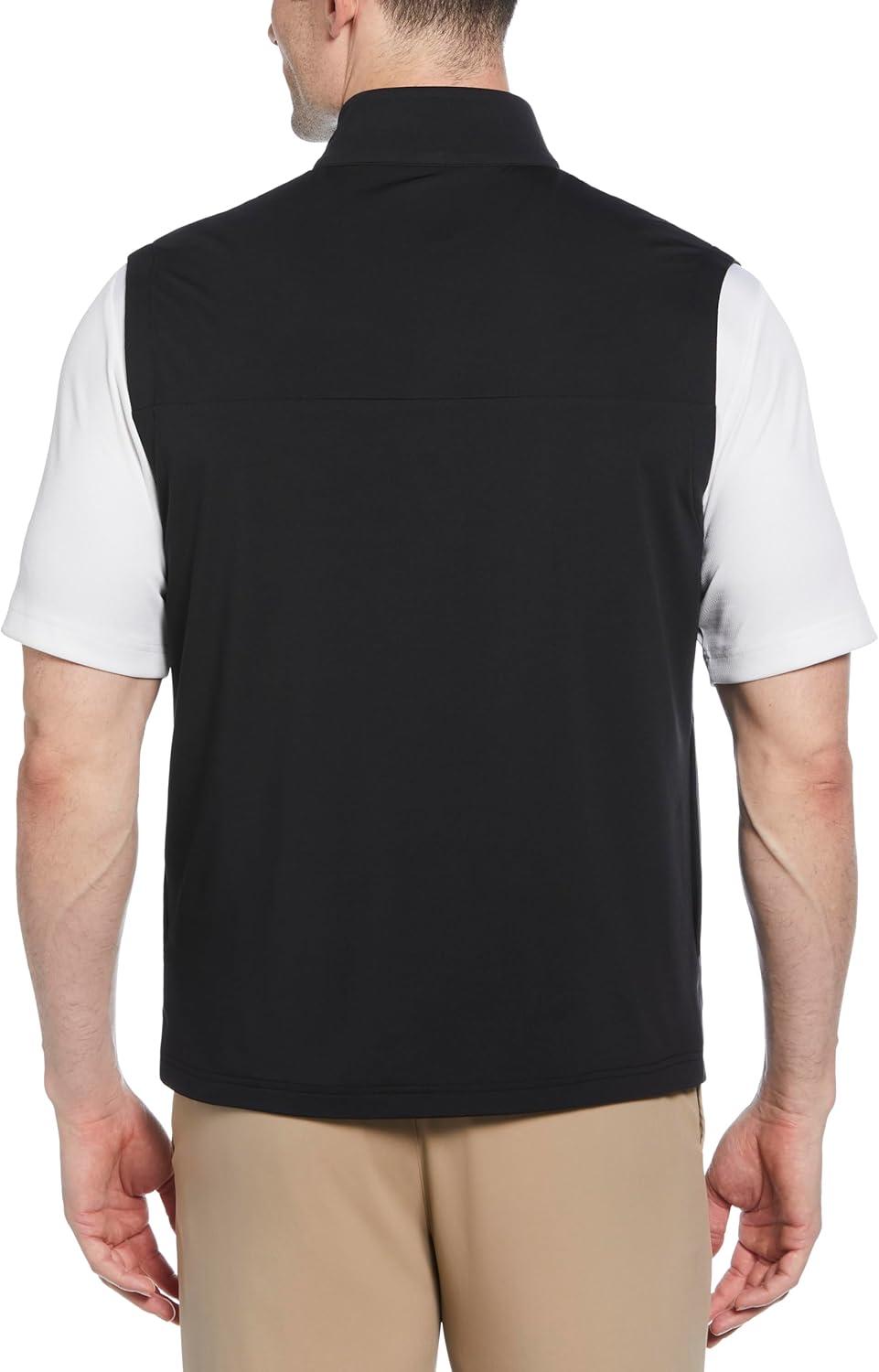 imageCallaway Mens Swing Tech Golf Vest Outerwear with Full Zip and Recycled Stretch FabricCaviar Black