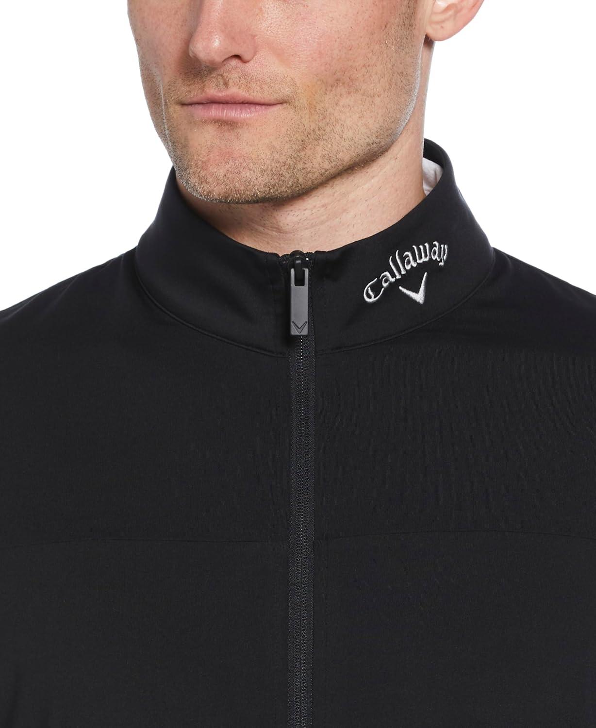 imageCallaway Mens Swing Tech Golf Vest Outerwear with Full Zip and Recycled Stretch FabricCaviar Black