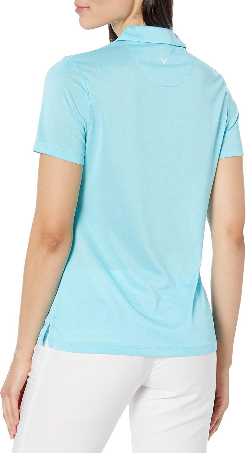 imageCallaway Womens Quarter Zip Short Sleeve Heather Golf Polo ShirtBlue Curacao Htr