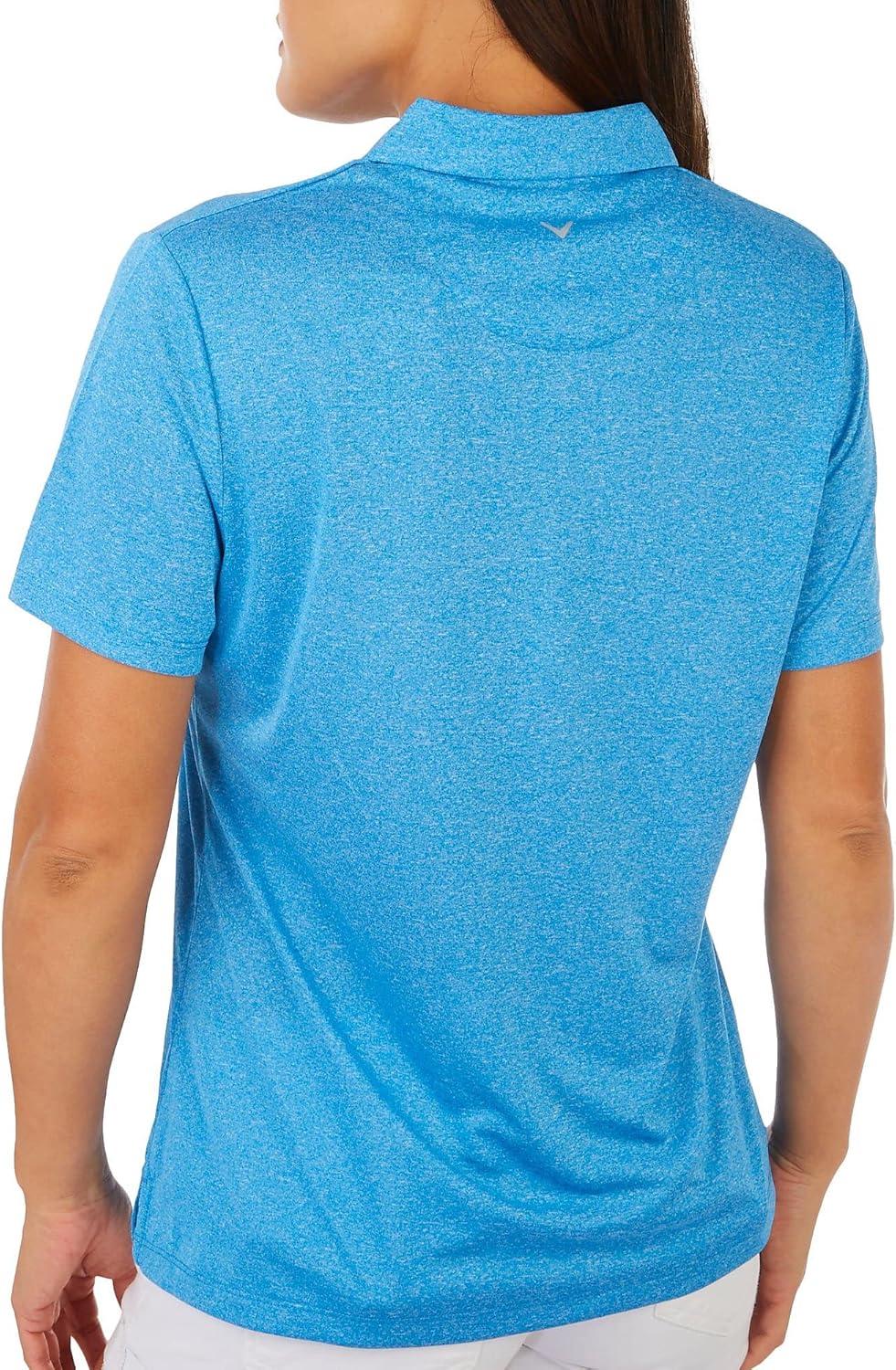 imageCallaway Womens Quarter Zip Short Sleeve Heather Golf Polo ShirtBlue Sea Star Htr