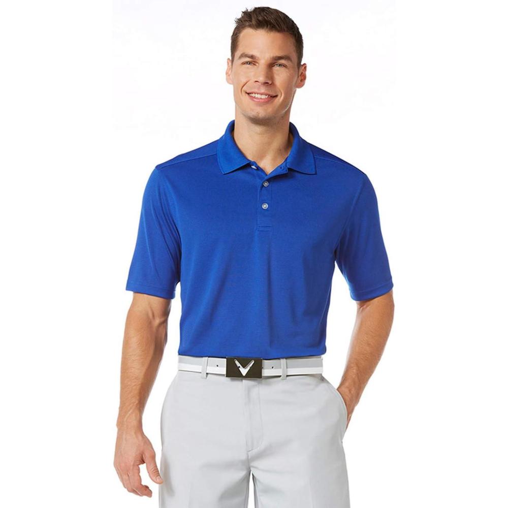 imageCallaway Birdseye Golf Polo with Cooling Technology Sun Protection MoistureWicking Athletic Collared Shirts for MenMagnetic Blue