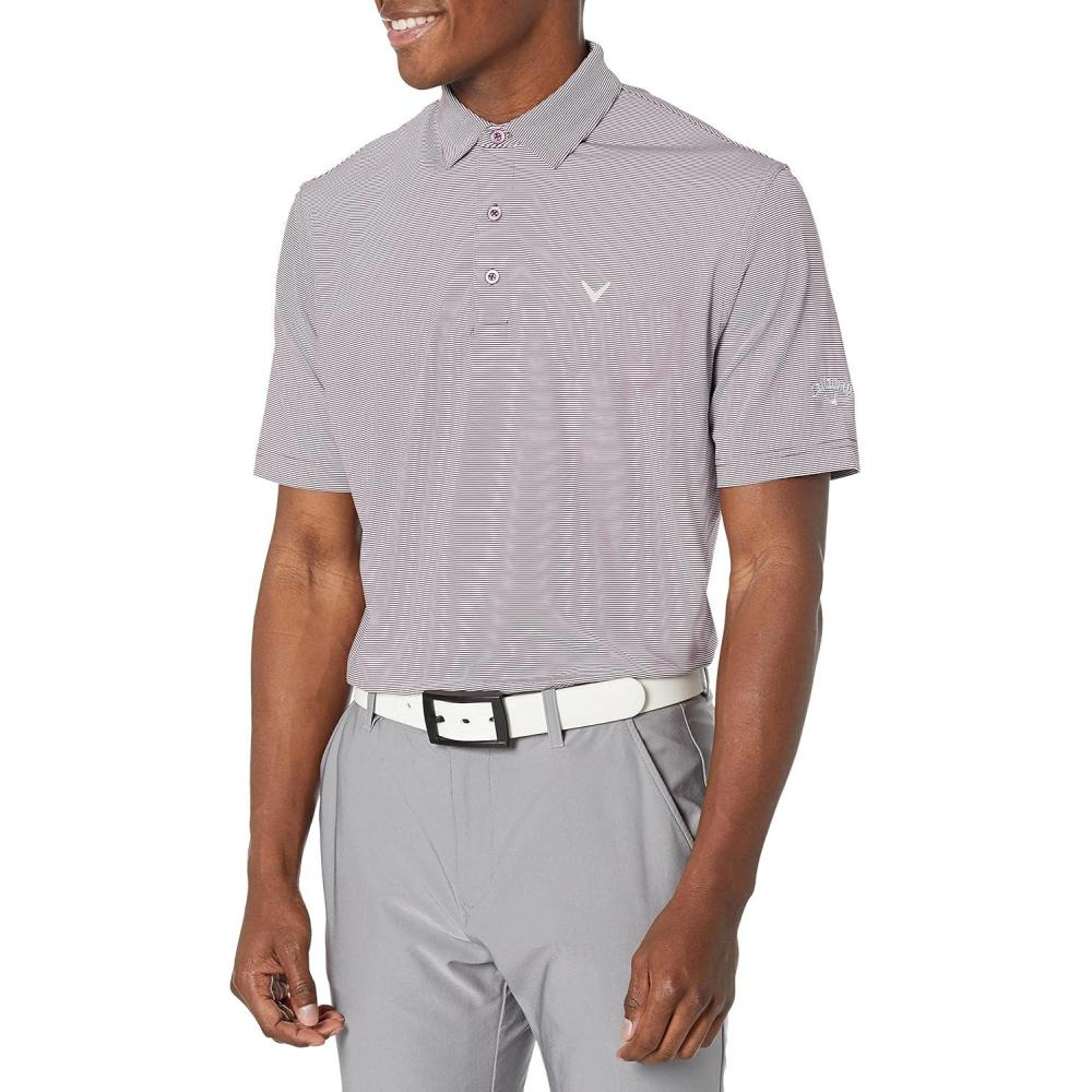imageCallaway Mens Pro Spin Fine Line Short Sleeve Golf Polo Stretch MoistureWicking Sun Protection Available in Big ampamp TallDark Purple