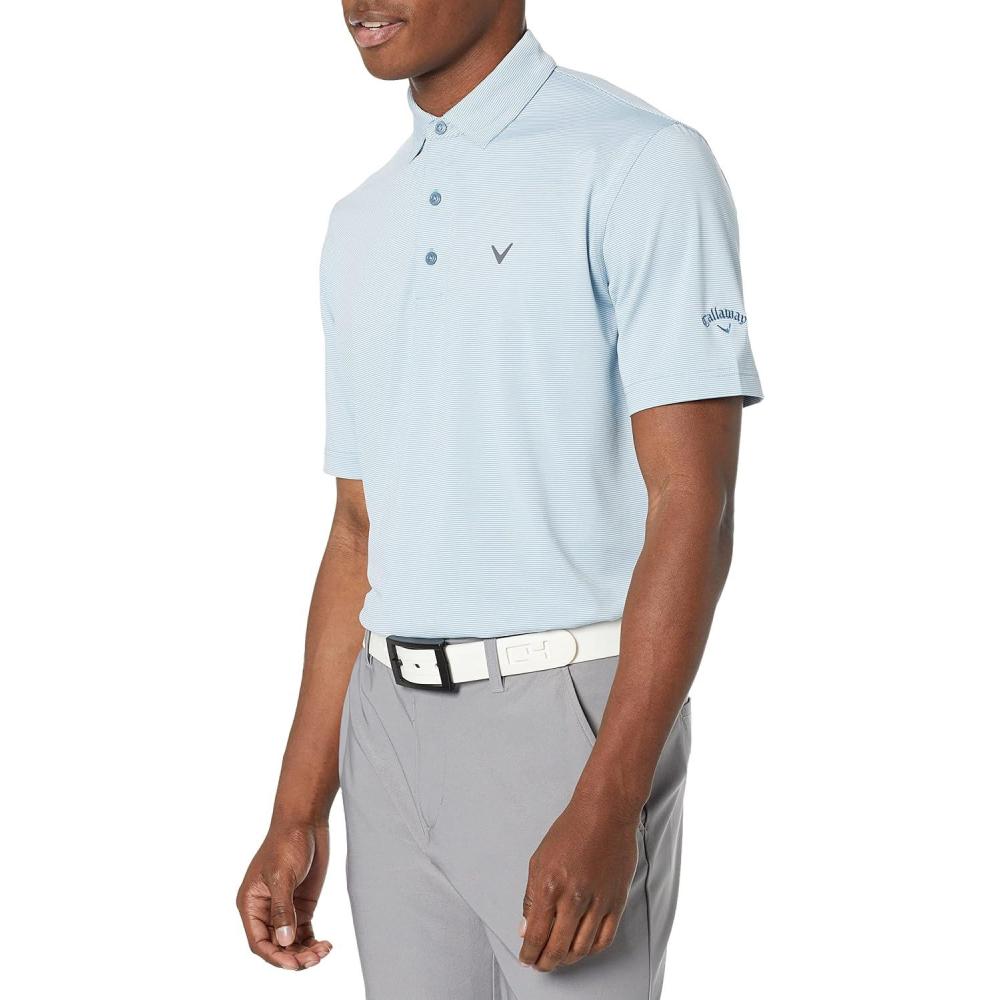 imageCallaway Mens Pro Spin Fine Line Short Sleeve Golf Polo Stretch MoistureWicking Sun Protection Available in Big ampamp TallMountain Spring