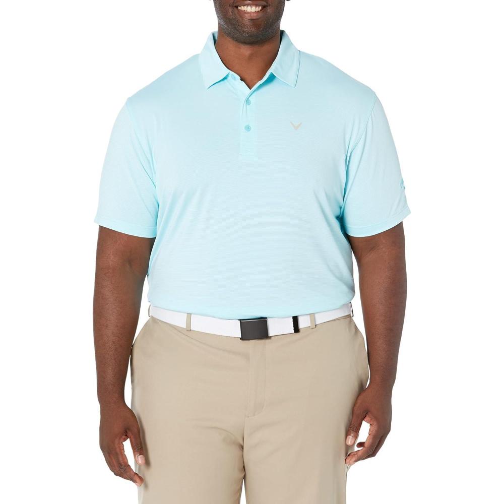 imageCallaway Mens Pro Spin Fine Line Short Sleeve Golf Polo Stretch MoistureWicking Sun Protection Available in Big ampamp TallSantorini Blue