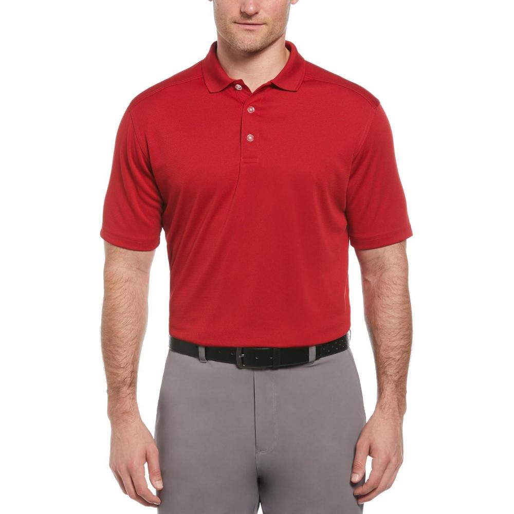 imageCallaway Mens Short Sleeve Core Performance Stretch Golf Polo Sun Protection MoistureWicking Available in Big ampamp TallChili Pepper