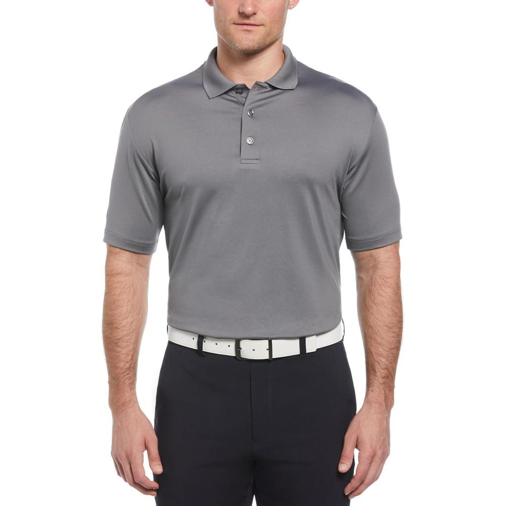 imageCallaway Mens Solid Optidri Short Sleeve Golf Polo Shirt with Stretch Fabric Sun Protection Extended Sizes Small4xlQuiet Shade