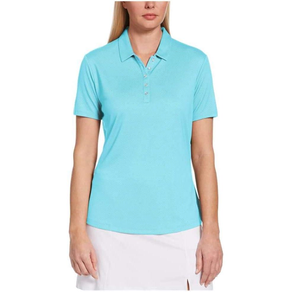 imageCallaway Womens Birdseye Golf Polo Cooling Technology Sun Protection Moisturewicking Performance Collared ShirtBlue Atoll