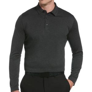 imageCallaway Mens Long Sleeve Moisture Wicking Golf Polo Shirt with Stretch Fabric Available in Big ampamp TallBlack Heather