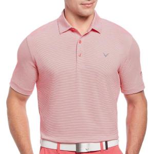 imageCallaway Mens Pro Spin Fine Line Short Sleeve Golf Polo Stretch MoistureWicking Sun Protection Available in Big ampamp TallTeaberry