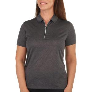 imageCallaway Womens Quarter Zip Short Sleeve Heather Golf Polo ShirtBlack Heather