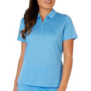 imageCallaway Womens Quarter Zip Short Sleeve Heather Golf Polo ShirtIbiza Blue Htr