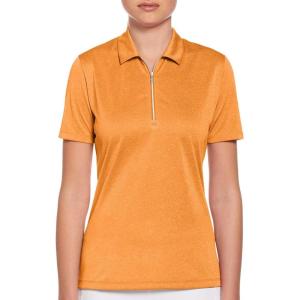 imageCallaway Womens Quarter Zip Short Sleeve Heather Golf Polo ShirtNectarine Htr