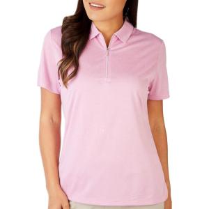 imageCallaway Womens Quarter Zip Short Sleeve Heather Golf Polo ShirtSunset Pink Htr
