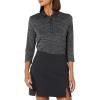 imageCallaway Womens 34 Sleeve Space Dye Golf Polo Stretch Seams MoistureWicking Sun Protection Textured Recycled FabricCaviar Black