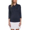 imageCallaway Womens 34 Sleeve Space Dye Golf Polo Stretch Seams MoistureWicking Sun Protection Textured Recycled FabricPeacoat