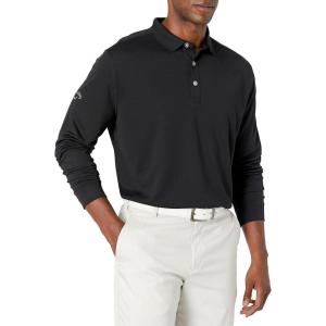 imageCallaway Mens Long Sleeve Core Performance Polo OptiDri Technology Sun Protection Golf Polo Shirts for MenBlack