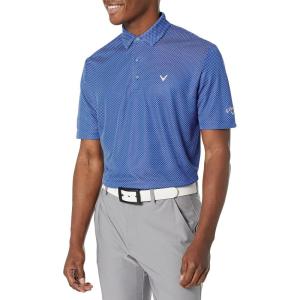 imageCallaway Mens Pro Spin Chevron Jacquard Short Sleeve Golf Polo Shirt MoistureWicking Durable Textured FabricMazarine Blue