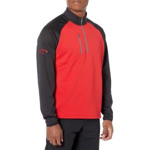 imageCallaway Mens Swing Tech Midweight Ottoman Fleece 14 Zip Golf SweaterTrue Red