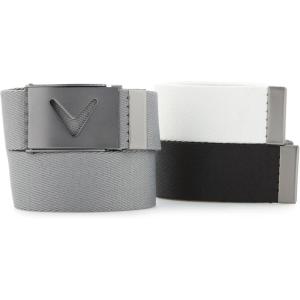 imageCallaway Mens VLogo Web Golf Belt with Durable Textured Stretch Material and Metal Tip Adjustable BuckleBlack
